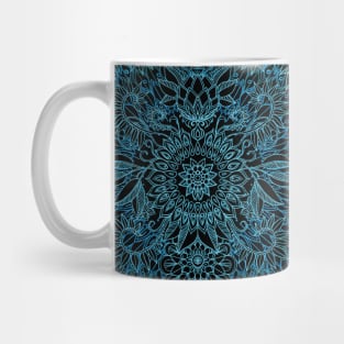 Black, Teal & Aqua Protea Doodle Pattern Mug